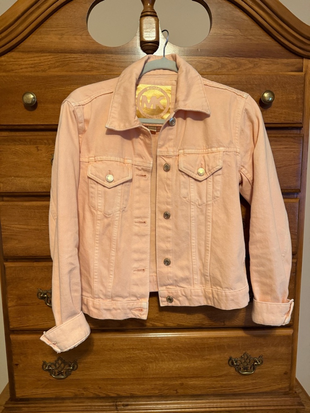 Michael Kors Pastel Peach Denim Trucker Jacket